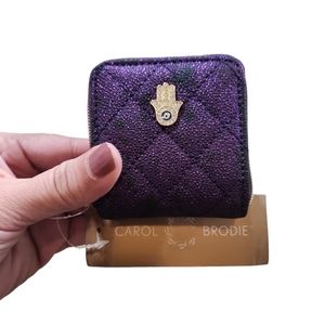 Carol Brodie Purple Glitter Gold Toned Bling Hamsa Contact Lens Zipper Case